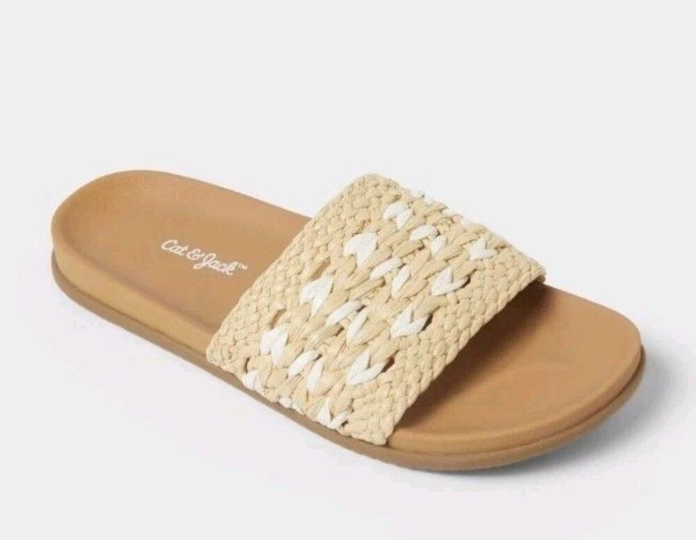Sold Cat & Jack Kid's Melani Flower Strap Slides Brown